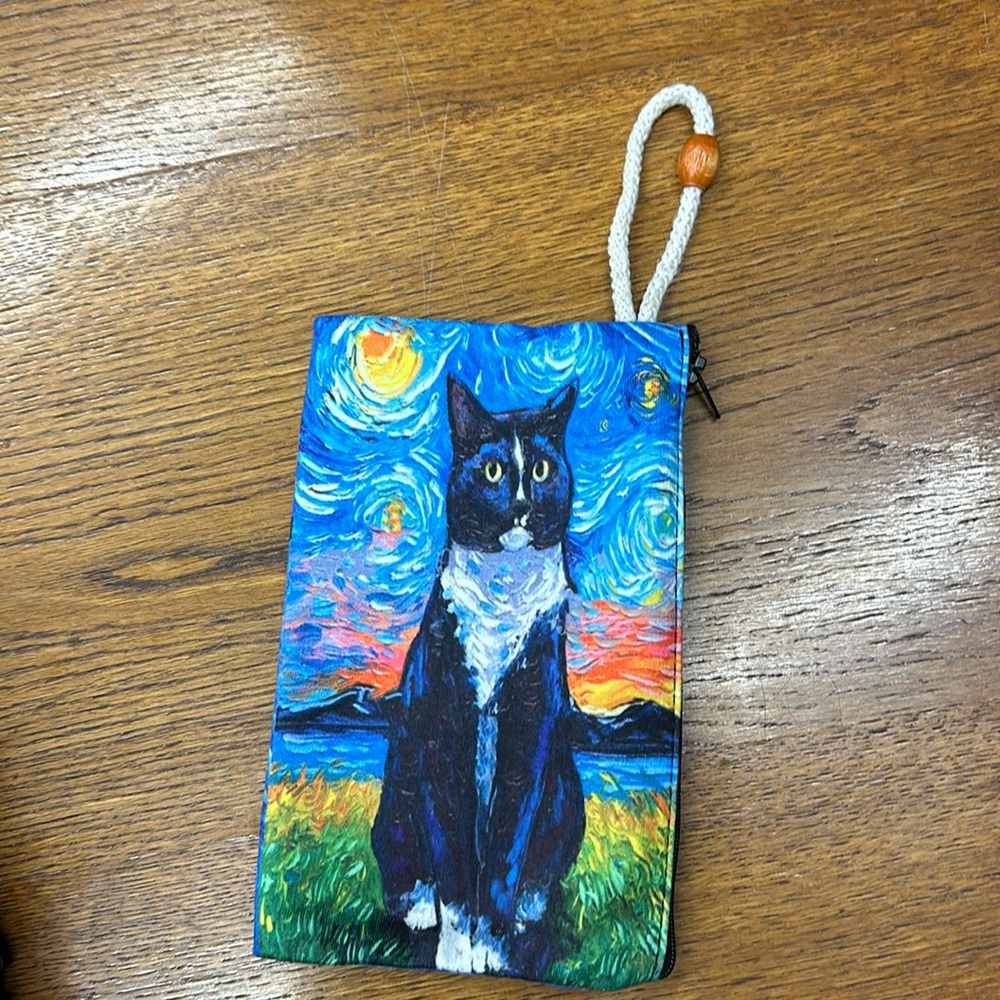 Mr. Whiskers, handmade wristlet, great for gifts and stocking stuffers! NWOT